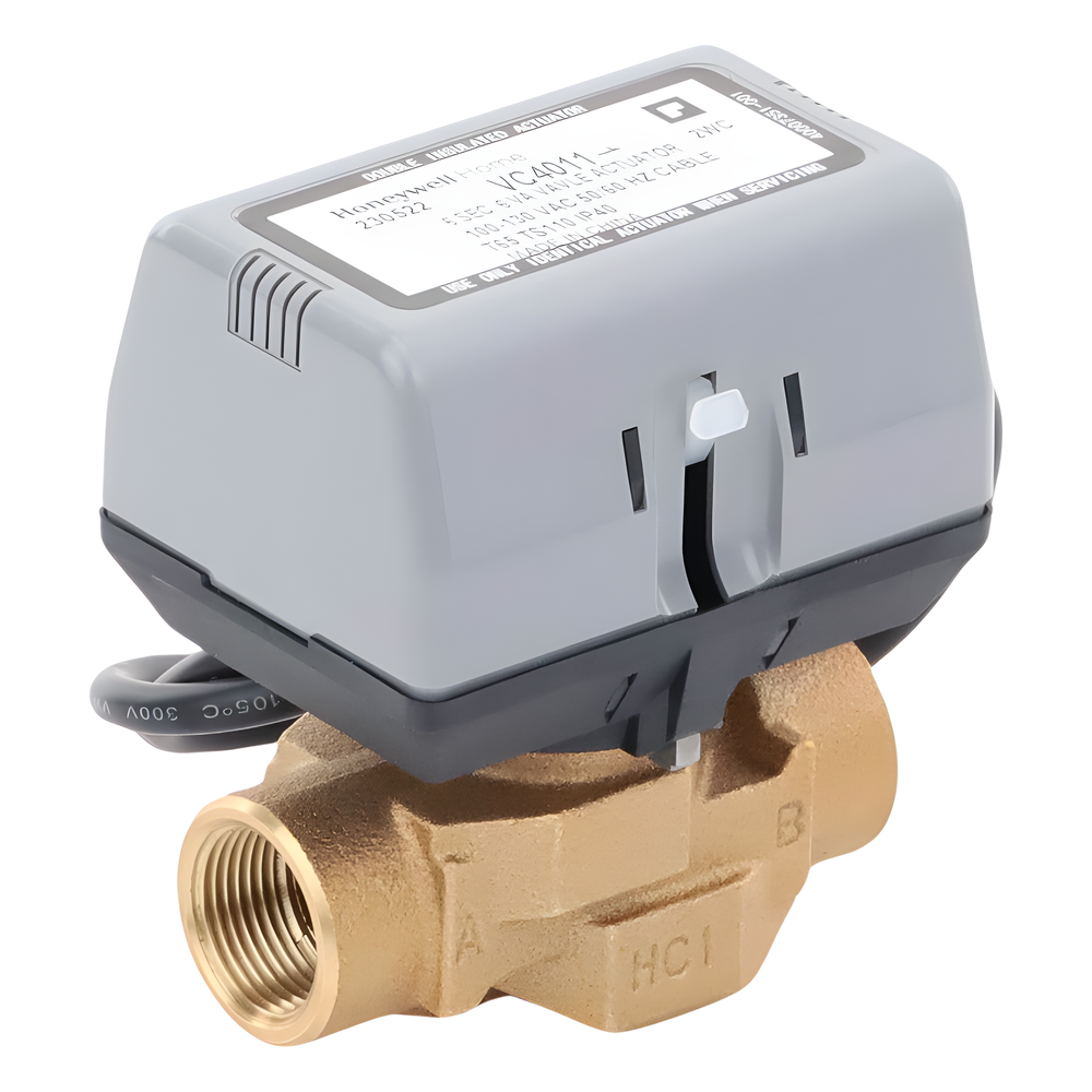 Válvula motorizada de 2 vías con actuador integrado, conexión BSPT de 3/4 pulgada, control on/off, 100-130 VCA