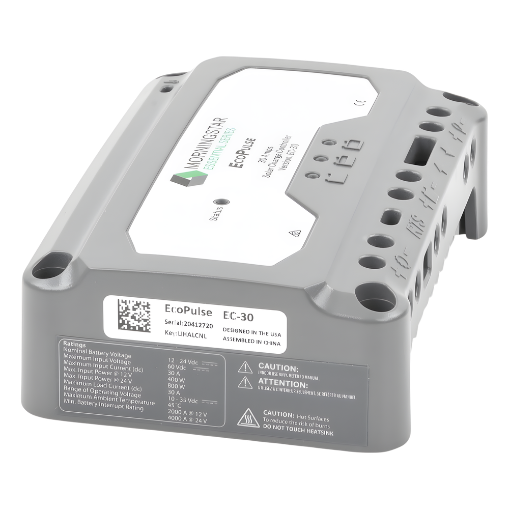 Controlador solar 12/24 Vcc de 30 Amp. Sin pantalla de medición.