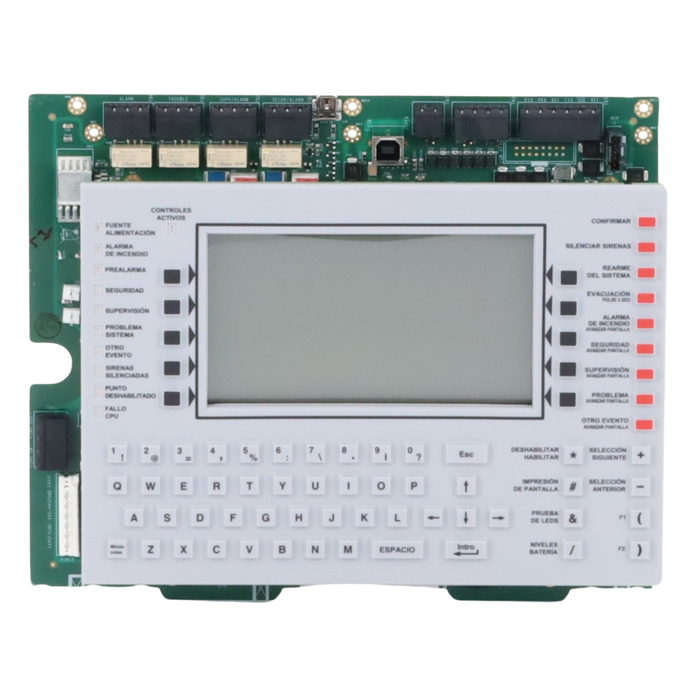 Anunciador de control de red con pantalla LCD retroiluminada y teclado QWERTY para paneles NOTIFIER serie ONYX, en español