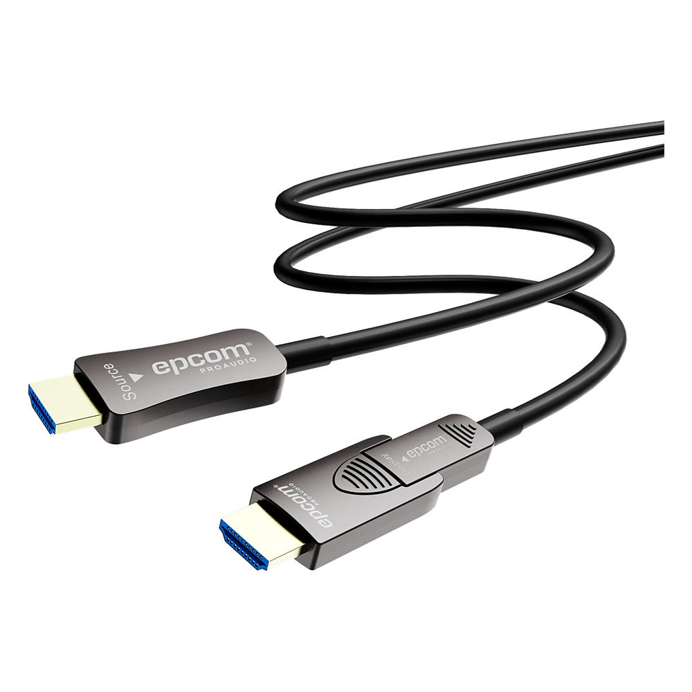 Cable HDMI Óptico Activo| 4K Real | 15 m | 18 Gbps | 4K@60Hz 4:4:4 | HDMI 2.0b | HDCP 2.2 | HDR | ARC | Conector RX Desmontable | Plug and Play