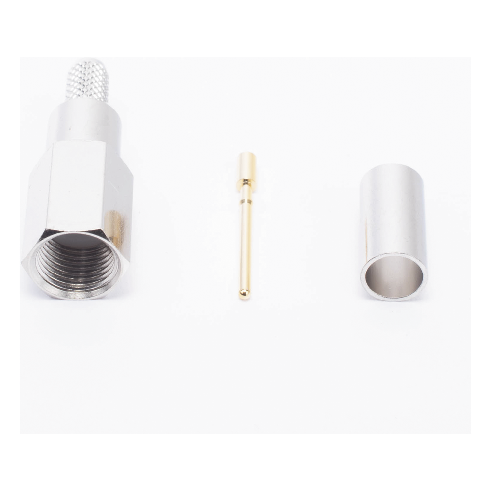 Conector FME Macho de anillo plegable para cable RG-58/U, Niquel/ Oro/ Teflón.