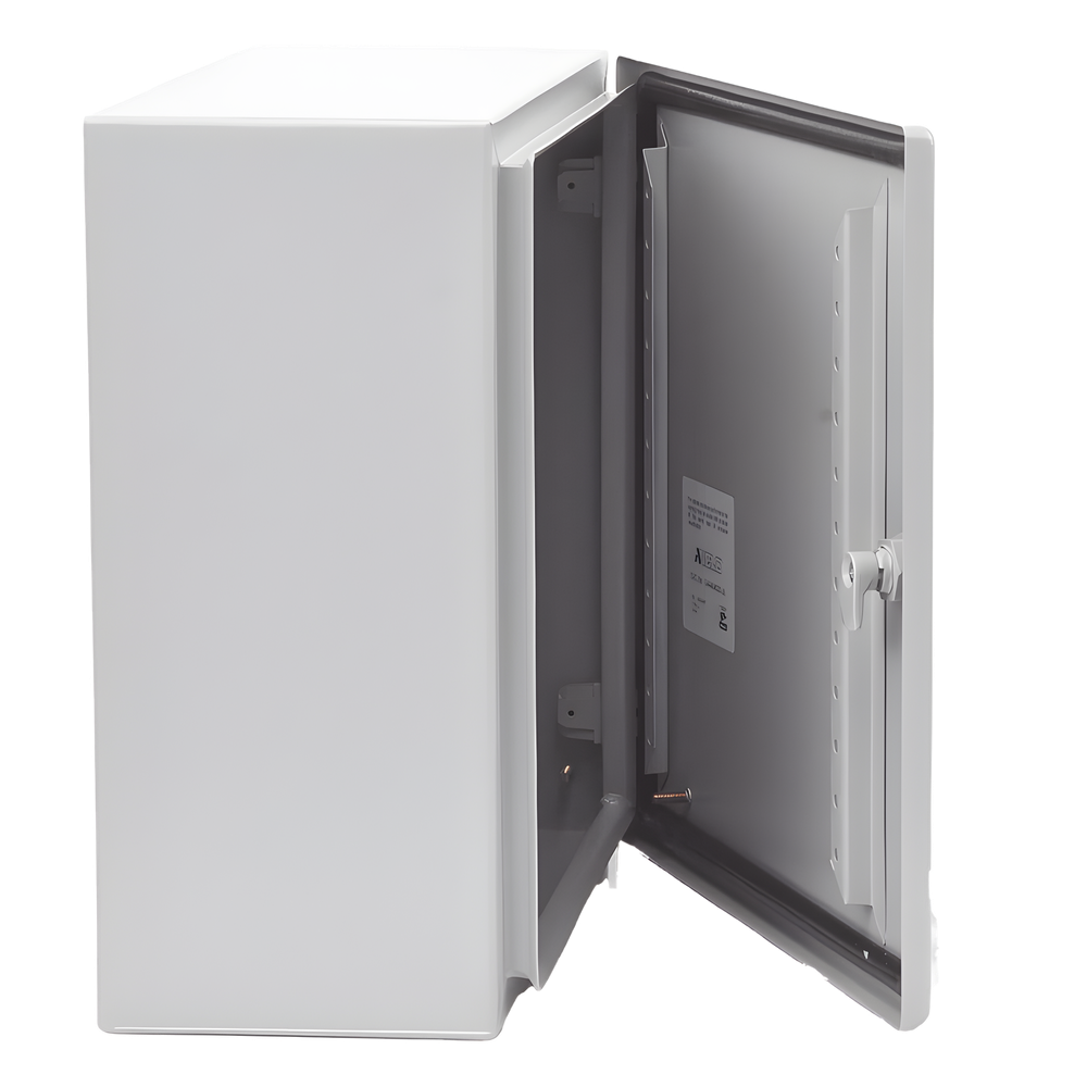 Gabinete de Acero, Nema 4 -IP 66 de 40 x 40 x 20 cm con Platina y certificado UL.