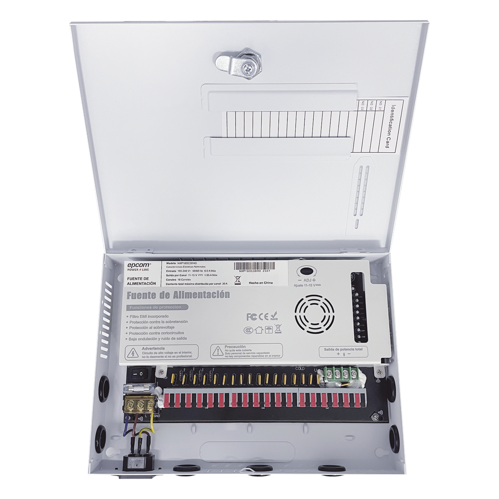 Fuente PREMIUM |  11-15 V | 18 canales | 30 A | Compatible con cámaras 4K | Alta tecnología en seguridad | Doble ventilador | Filtro de Ruido por canal | Diseño de alta gama.