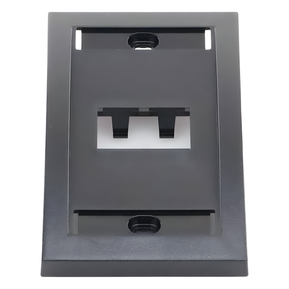 Placa de Pared Vertical Ejecutiva, Salida de 2 Puertos Mini-Com, Con Espacios Para Etiquetas, Color Negro