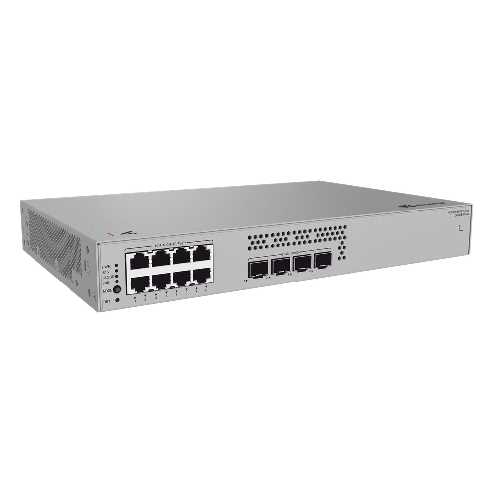Switch de Acceso Gigabit Administrable PoE Capa 2 / 8 puertos 10/100/1000 Mbps (PoE) / 4 Puertos 2.5GE SFP Uplink  / ERPS / IMGP Snooping / DHCP Snooping / PoE Perpetuo / 128 W / Administración Nube Gratis