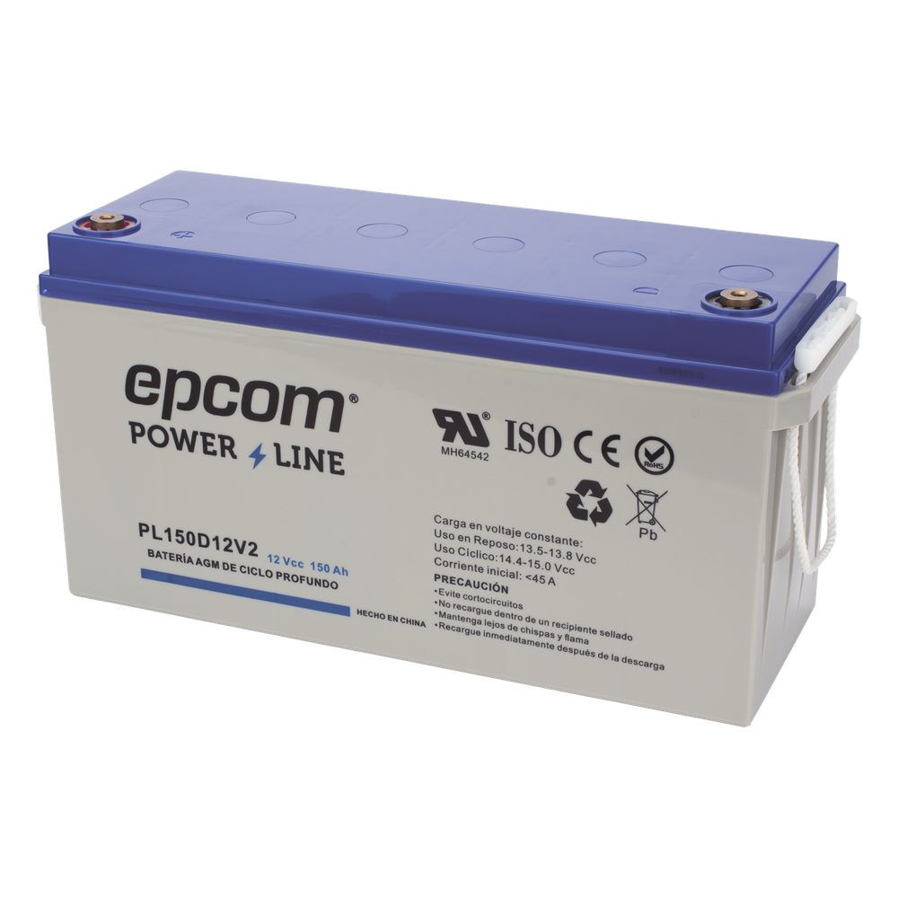 Batería AGM-VRLA Ciclo Profundo / 12 Vcc / 150 Ah / Carcasa UL94-HB / Terminales T5 / Aplicaciones Fotovoltaicas y de Emergencia