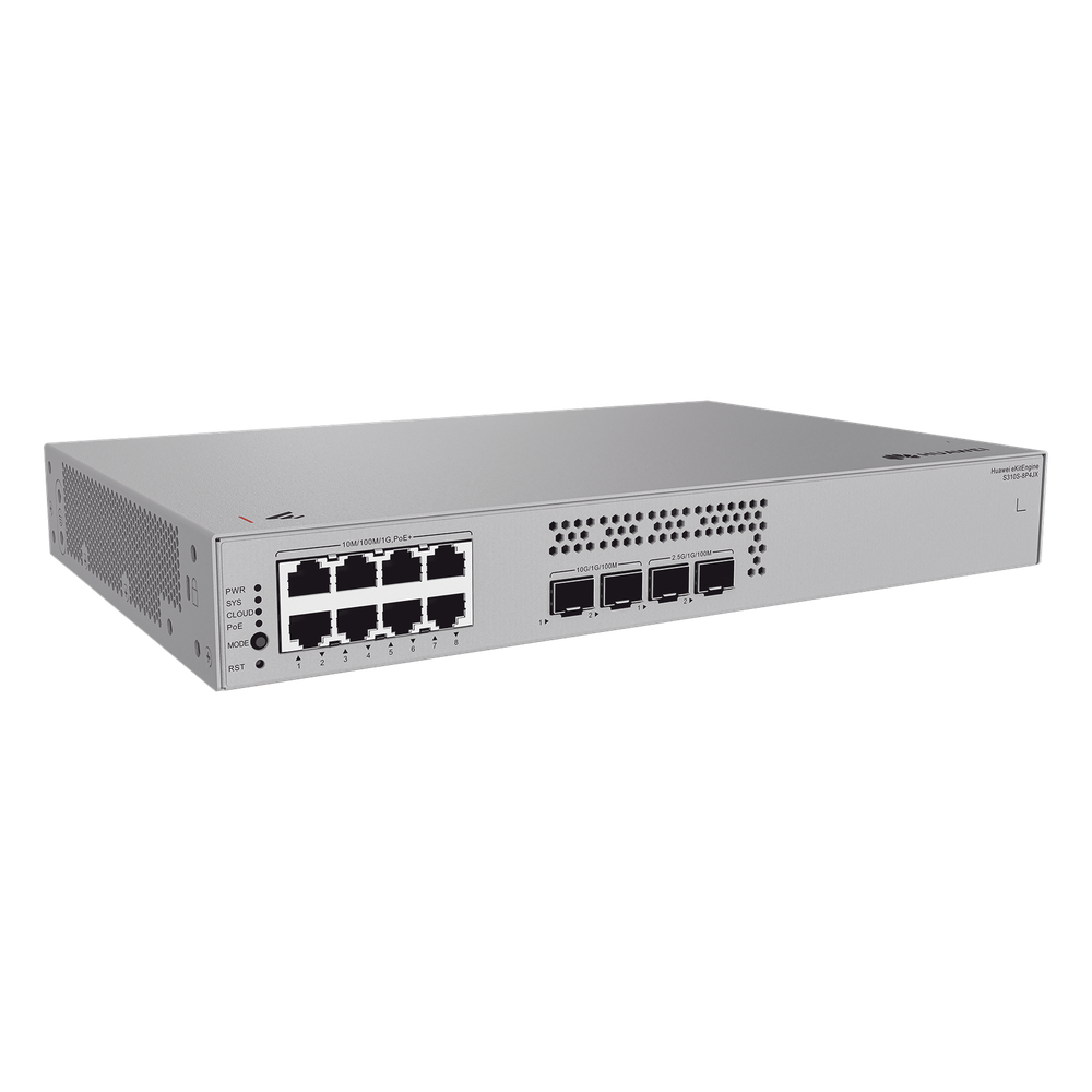 Switch de Acceso Gigabit Administrable PoE Capa 2+ / 8 puertos 10/100/1000 Mbps (PoE) / 2 Puertos 2.5GE SFP + 2 Puertos 10GE SFP+ Uplink  / ERPS / Rutas Estáticas / PoE Perpetuo / 128 W / Administración Nube Gratis