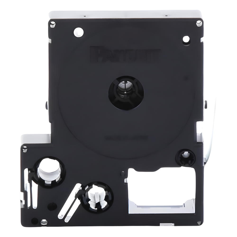 Casete de Etiquetas de Vinilo de Cinta Continua, Color Negro Sobre Blanco, Uso Interior/Exterior, 12 (0.5 Pulgadas) mm de Ancho x 7 Metros (22.97 Pies) de Largo