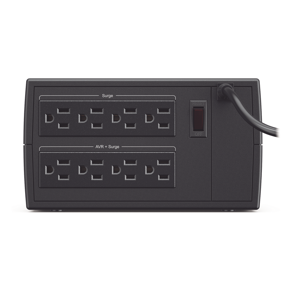 Regulador De Voltaje de 1500VA/750W, Entrada NEMA 5-15P, Con 8 Salidas NEMA 5-15R y Supresión de Picos a 245 Joules