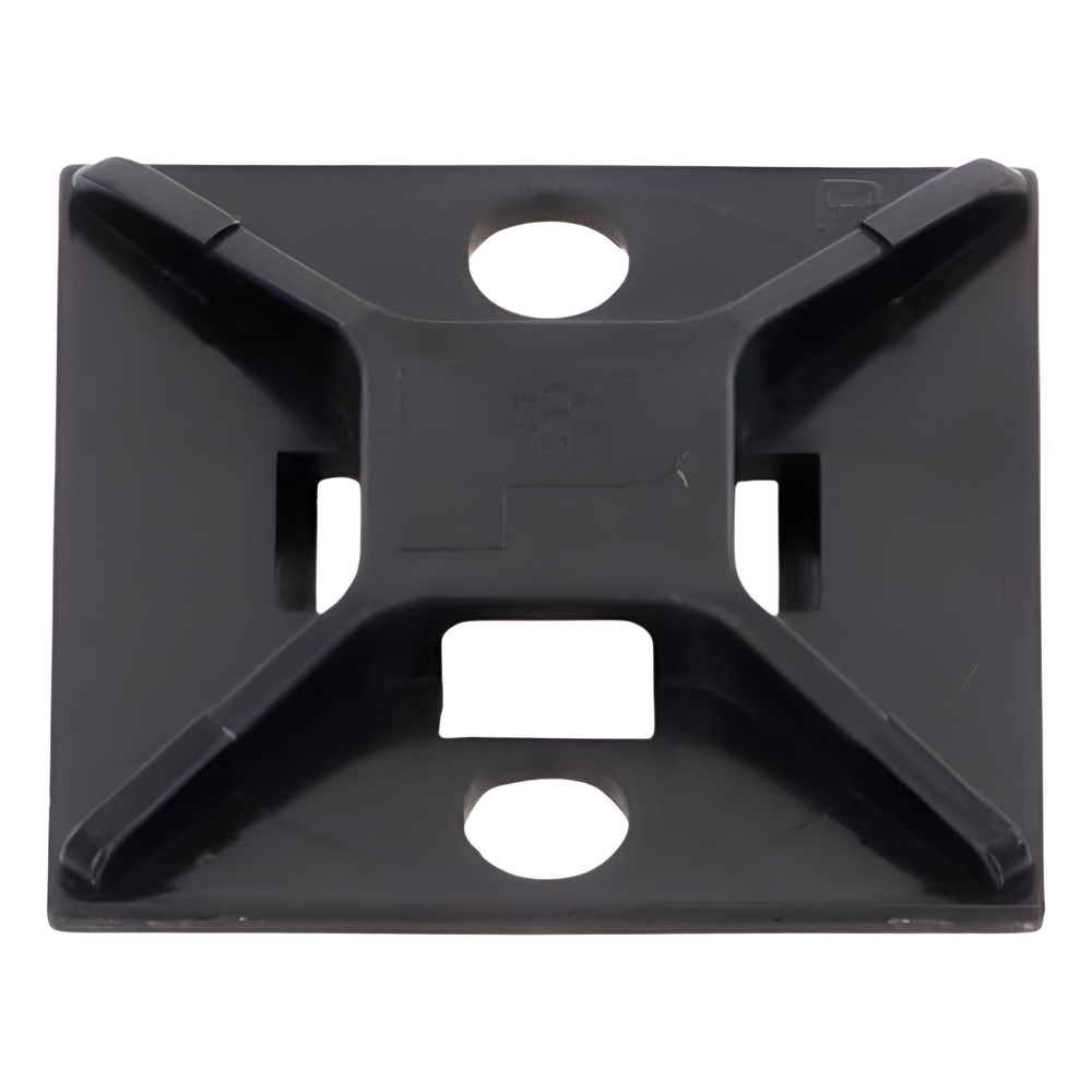 Montaje-Sujetador Para Cable de 4 vías, con Adhesivo Acrilico, 25.4 x 25.4mm (1in x 1in), Color Negro, Uso en Exterior, 1 pieza