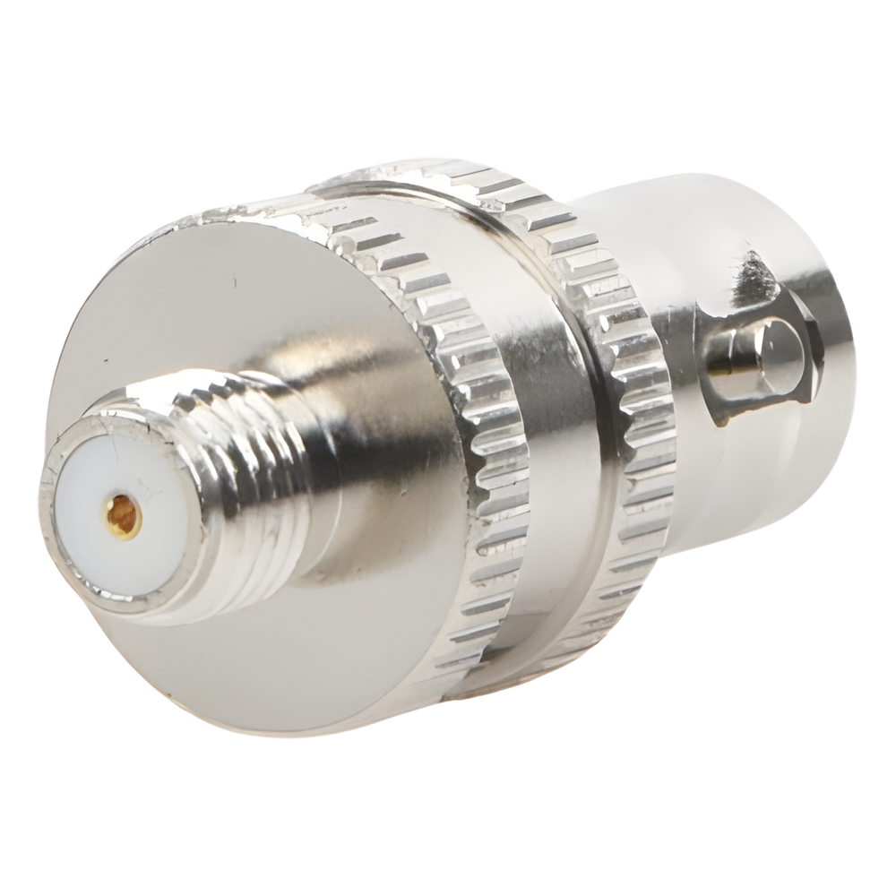 Adaptador en Línea de Conector BNC Hembra a SMA Hembra Corto / Celulares Motorola, Níquel/ Oro/ Teflón.