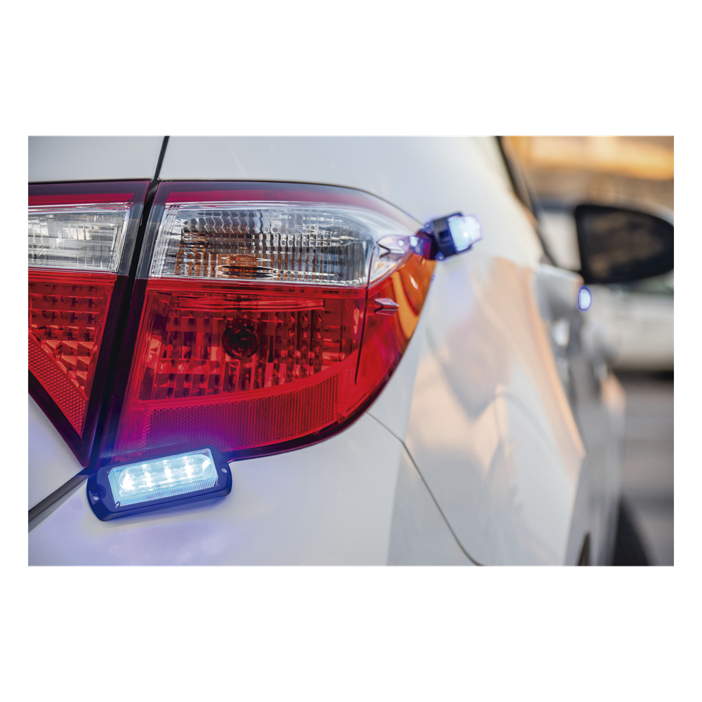 Luz Auxiliar Ultra Brillante X13 de 4 LEDs, Color Azul, con mica transparente