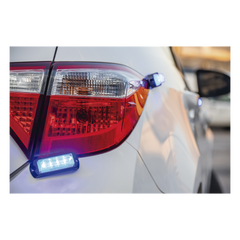 Luz Auxiliar Ultra Brillante X13 de 4 LEDs, Color Azul, con mica transparente