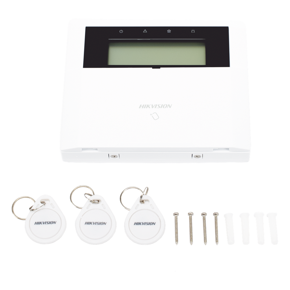 (AX HYBRID PRO) Teclado Compatible con el Panel Hybrid Pro Hikvision DS-PHA64-LP y DS-PHA64-LP(B) / Pantalla LCD / 2 zonas cableadas / 1 salida de alarma / 64 Llaveros