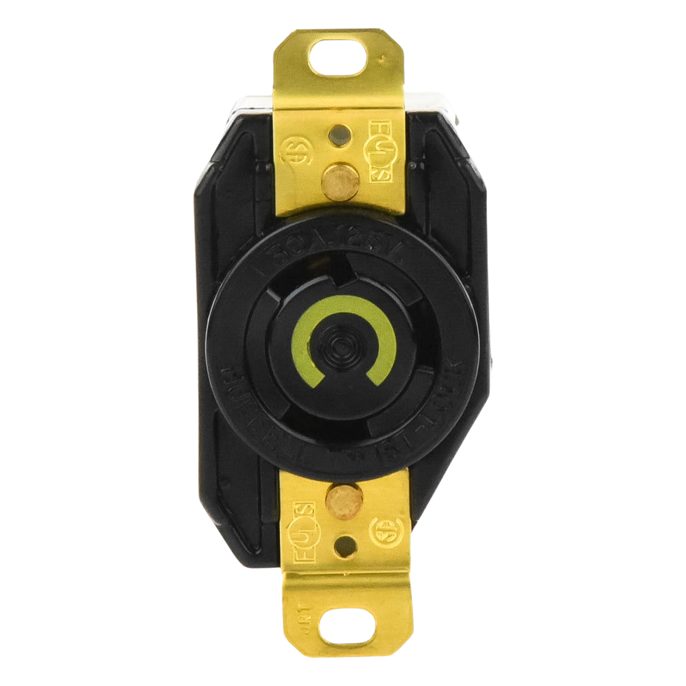 Receptáculo de Media Vuelta Industrial 30 A 125 V CA 2 Polos 3 Hilos (Nema L5-30R) Color Negro