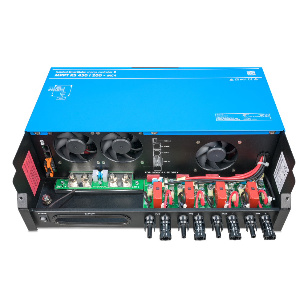 SmartSolar MPPT RS 450/200-MC4. Controlador Solar MPPT 200A, Voltaje: 48 Vcc. Para uso con Inv. Cargadores Victron