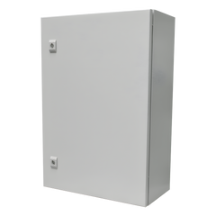 Gabinete de Acero IP66 Uso en Intemperie (500 x 700 x 250 mm) con Placa Trasera Interior Metálica y Compuerta Inferior Atornillable (Incluye Chapa y Llave T).