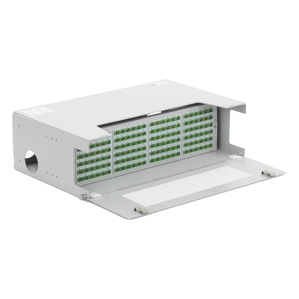 Distribuidor de Fibra Óptica para 144 Empalmes, con 144 Acopladores SC/APC y 144 Pigtails, 19, 5 UR