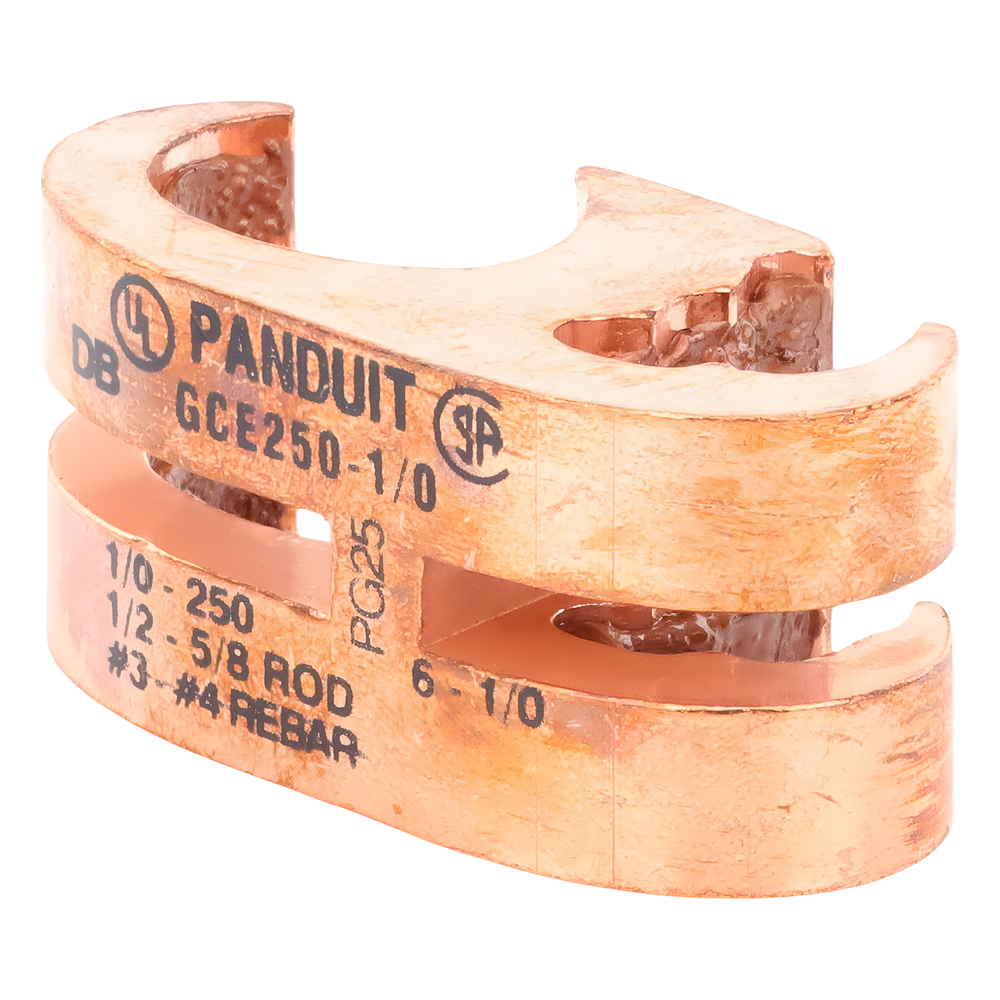 Conector de Conexión a Tierra tipo "E" para Conductor 1/0 AWG STR – 250 KCMIL MAIN y 6 AWG SOL – 1/0 AWG STR TAP