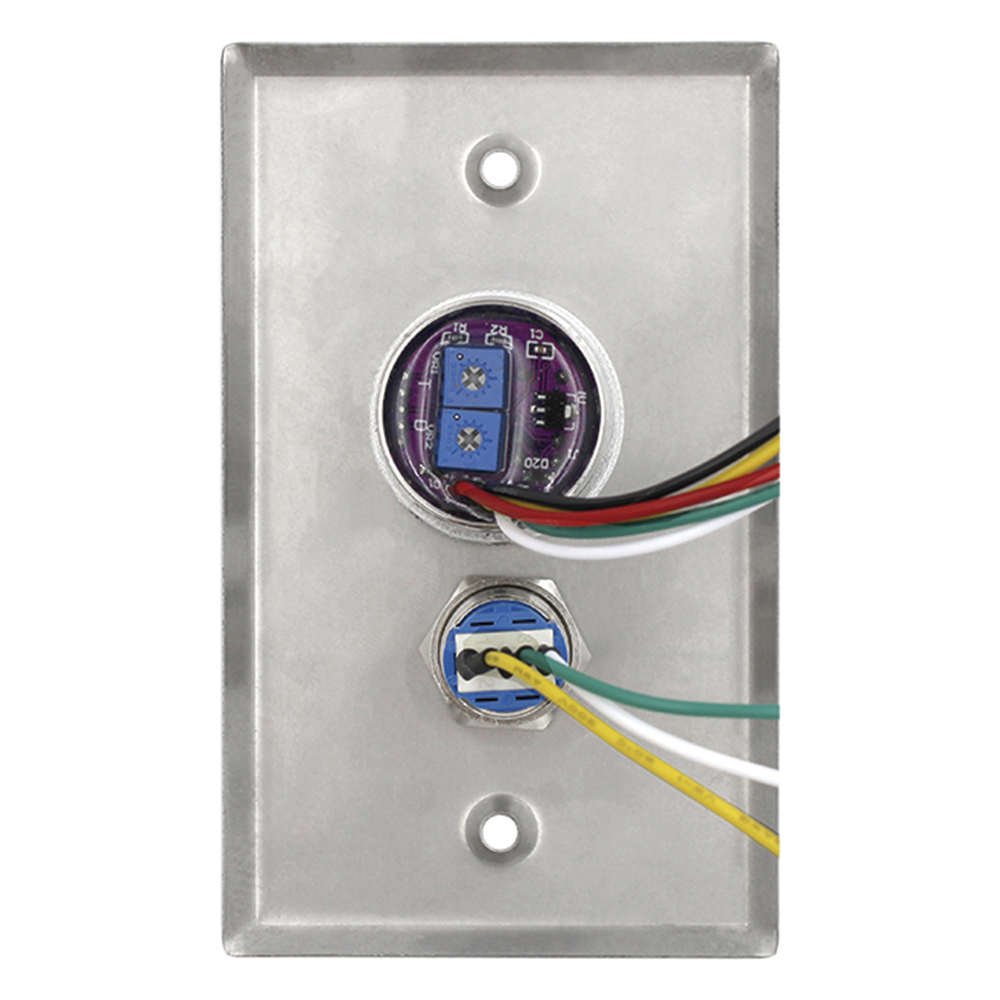 Botón de Salida Doble con Aro Iluminado/ IP65 / Diseño Estético / Temporizador y Distancia Ajustable / Botón Sin Contacto y Botón de Contacto en uno solo