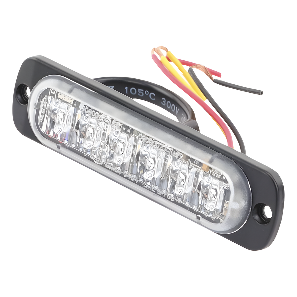 Luz Auxiliar de 6 LED, Ambar, Lente Transparente, SAE