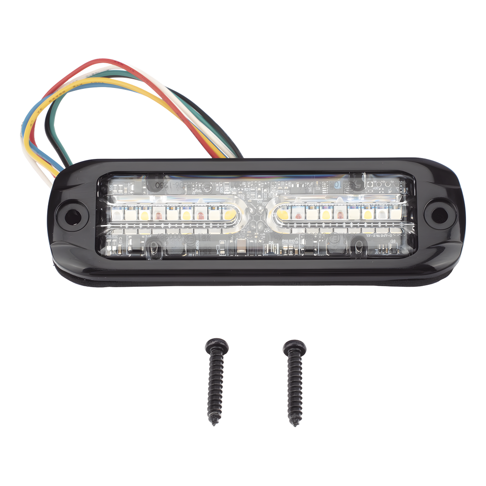 Luz Auxiliar de 18 LEDS, Tricolor Rojo/Azul/Blanco, Lente transparente