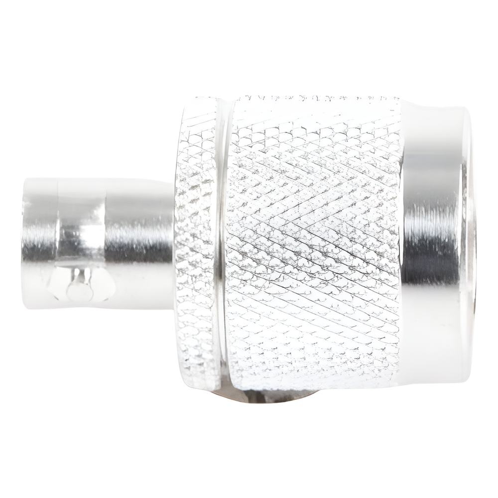 Adaptador en Línea de Conector N Macho a BNC Hembra, Plata/ Oro/ Teflón.