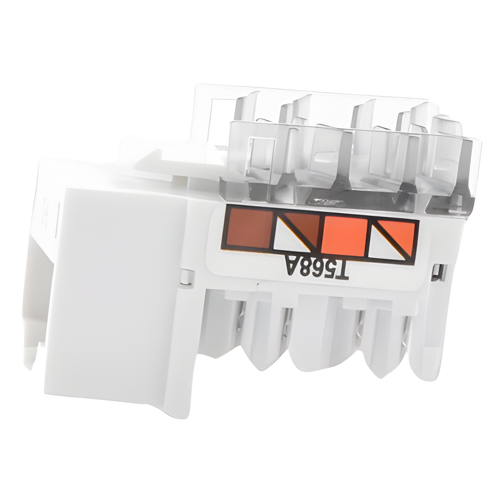 Jack RJ45 categoría 6 de 8 conductores para voz y datos, inserto a presión para el frame Claro de 6 puertos, color blanco