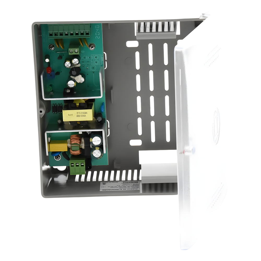 Fuente de Poder con Gabinete de 4 Salidas de 11 - 15 Vcc / 5 Amper /  Voltaje de Entrada: 96 - 264 Vca / Soporta Protección contra Sobrecorriente de Salida, Protección contra Cortocircuito / Led Indicador