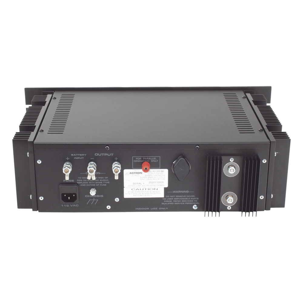 Fuente de poder  13.8Vcc, 35A, lineal regulada con circuito cargador de baterías, para instalación en rack