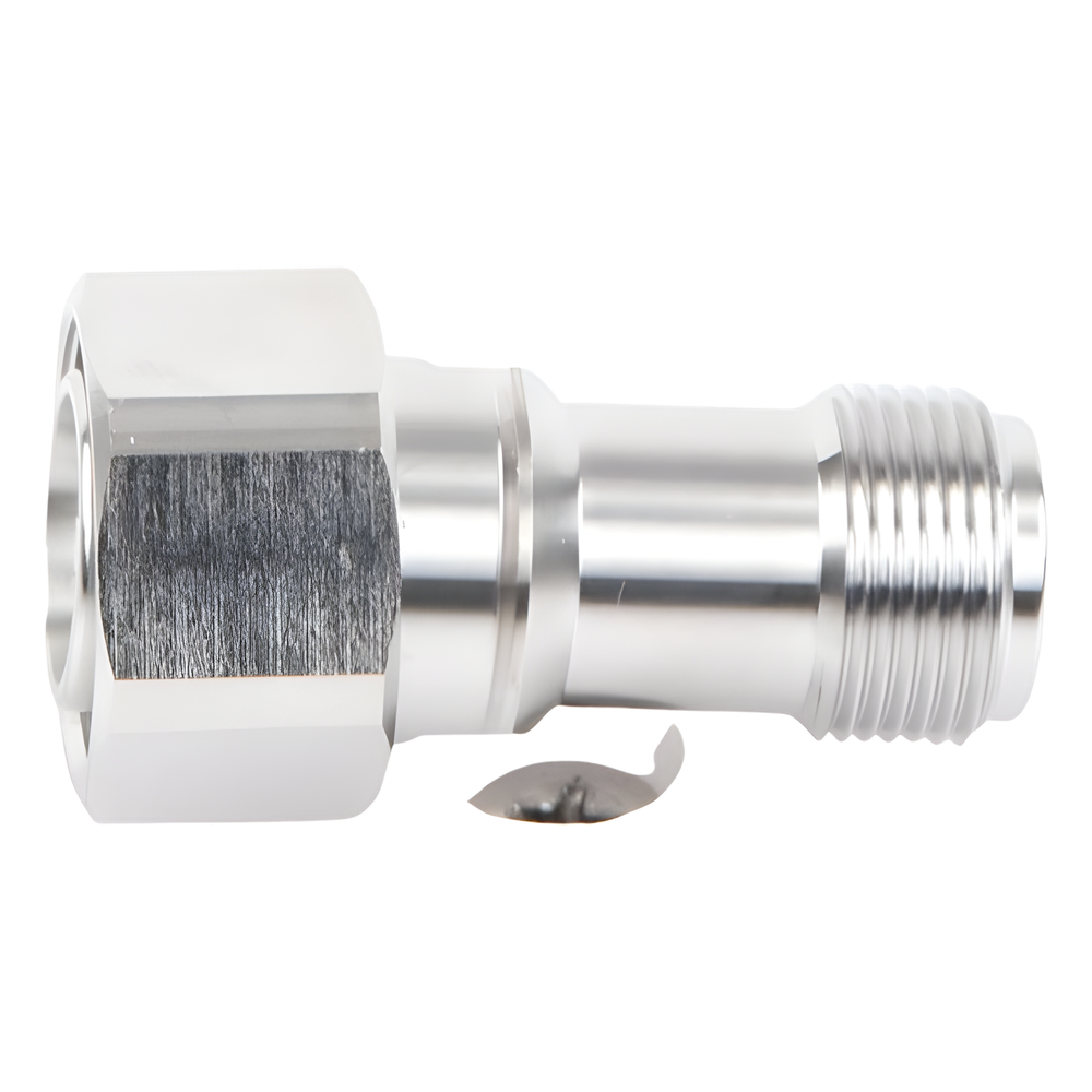 Adaptador en Línea de Conector 4.3-10 Macho a N Hembra, Bronce Blanco/ Plata/ Teflón.