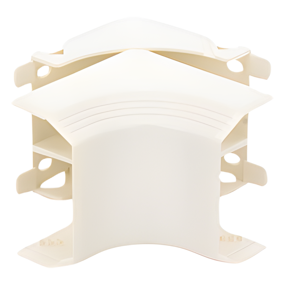 Esquinero interior, para uso con canaleta T45, Material PVC Rígido, Color Blanco Mate
