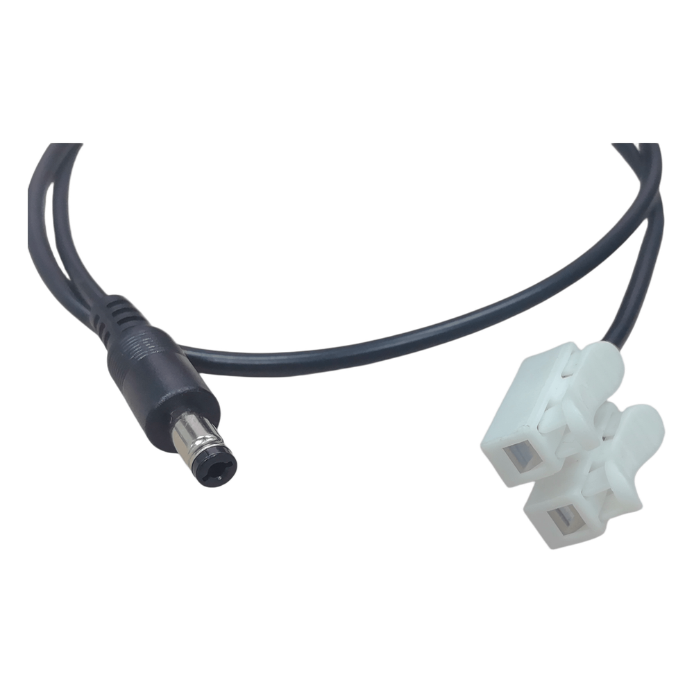 Cable con Conector Macho (Pigtail) | Forro Negro | Terminal Blanca | Alimentación para Vcc con Puntas Libres | Polarizado | Largo 22 cm ( 8.66 Pulgadas)  | Calibre 22AWG.