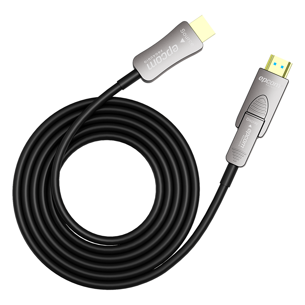 Cable HDMI Óptico Activo| 4K Real | 15 m | 18 Gbps | 4K@60Hz 4:4:4 | HDMI 2.0b | HDCP 2.2 | HDR | ARC | Conector RX Desmontable | Plug and Play