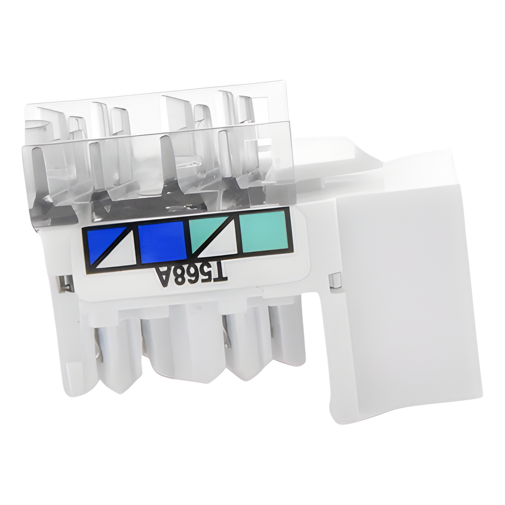 Jack RJ45 categoría 6 de 8 conductores para voz y datos, inserto a presión para el frame Claro de 6 puertos, color blanco