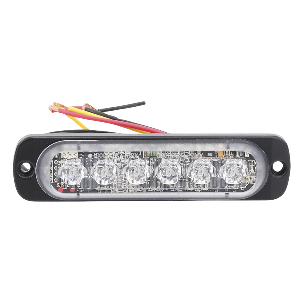 Luz Auxiliar de 6 LED, Ambar, Lente Transparente, SAE