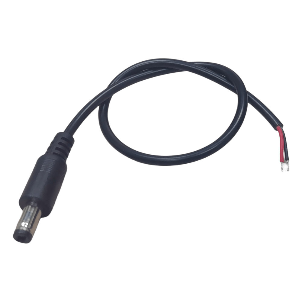 Cable con Conector Macho (Pigtail)  | Forro negro | Alimentación para Vcc con Puntas Libres / Polarizado / Largo 22 cm (8.66 Pulgadas) / Calibre 22AWG.