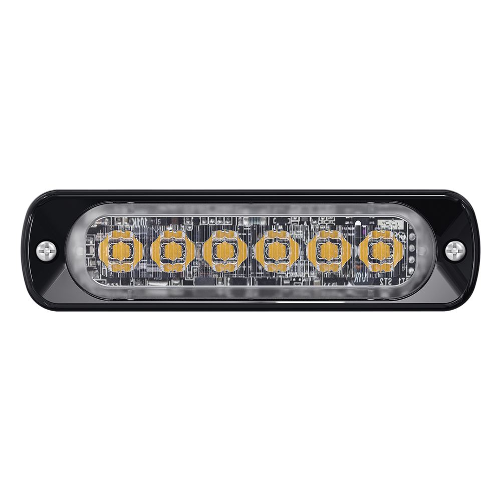 Luz Auxiliar de 6 LED, Rojo, Lente Transparente, SAE