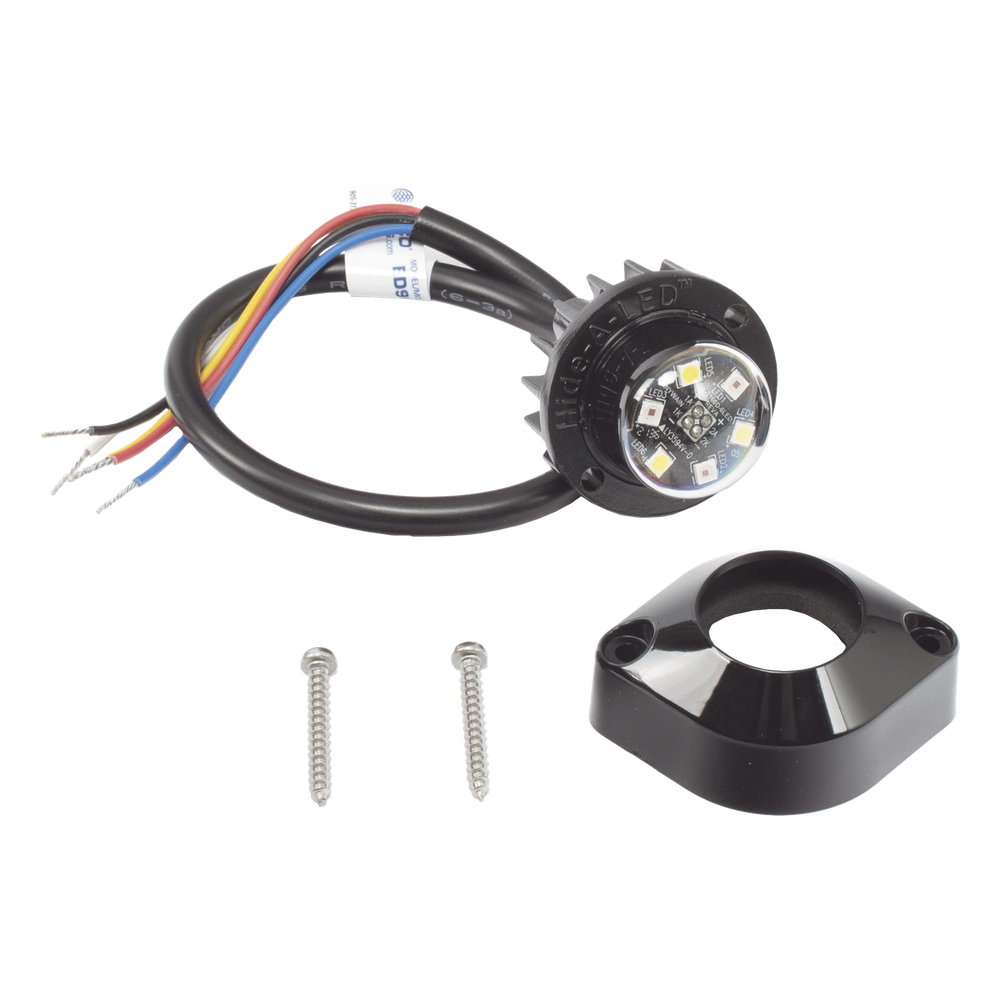 Estrobo Oculto de 6 LED, Ambar/Blanco, Lente Transparente, Bisel Negro