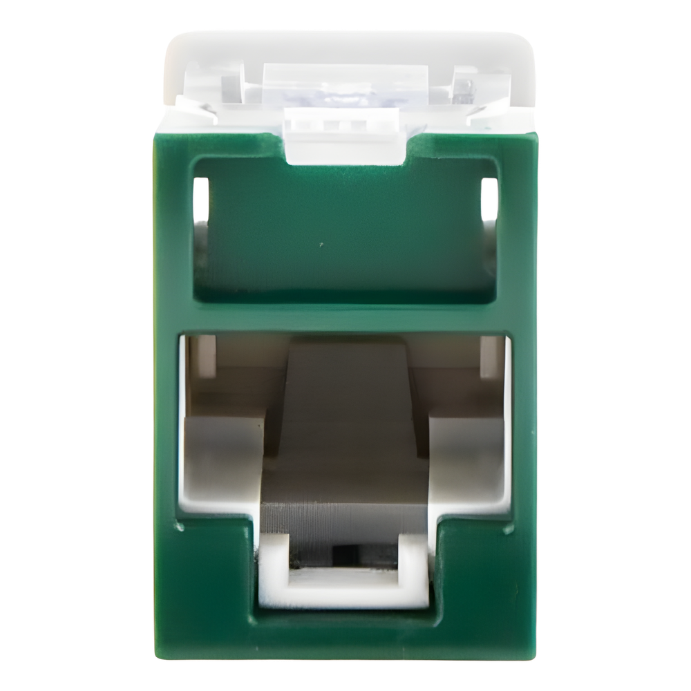 Jack Ultramax Cat6, UTP, Montaje Híbrido en Placa de Pared (Plano y Angulado), Color Verde, Punch Down