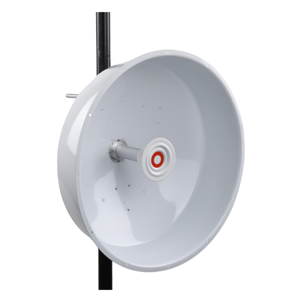 Antena direccional de alta resistencia, Ganancia 30 dBi, (4.9 -6.4 GHz), Plato hondo para mayor inmunidad al ruido, Conectores N-Hembra, Montaje incluido.