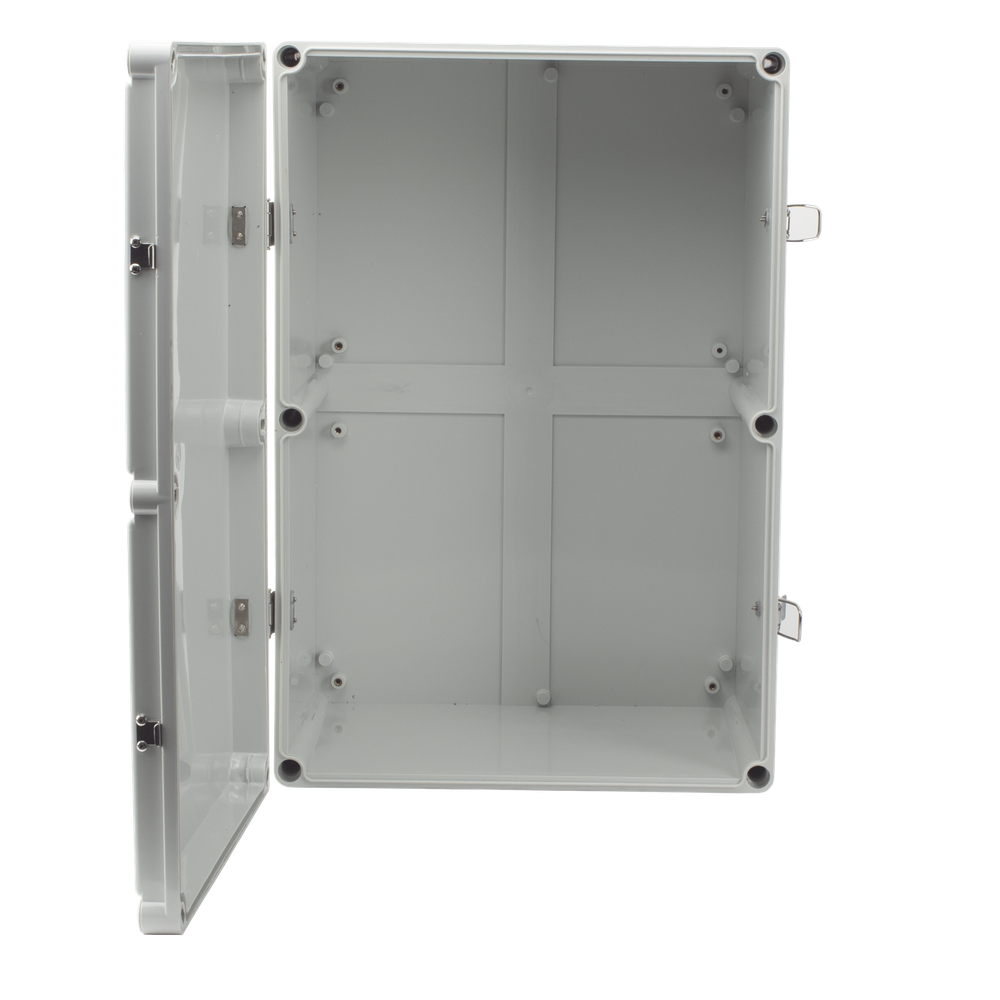 Gabinete Plástico para Exterior (IP65) de 560 X 380 x 265 mm Cierre por broche.