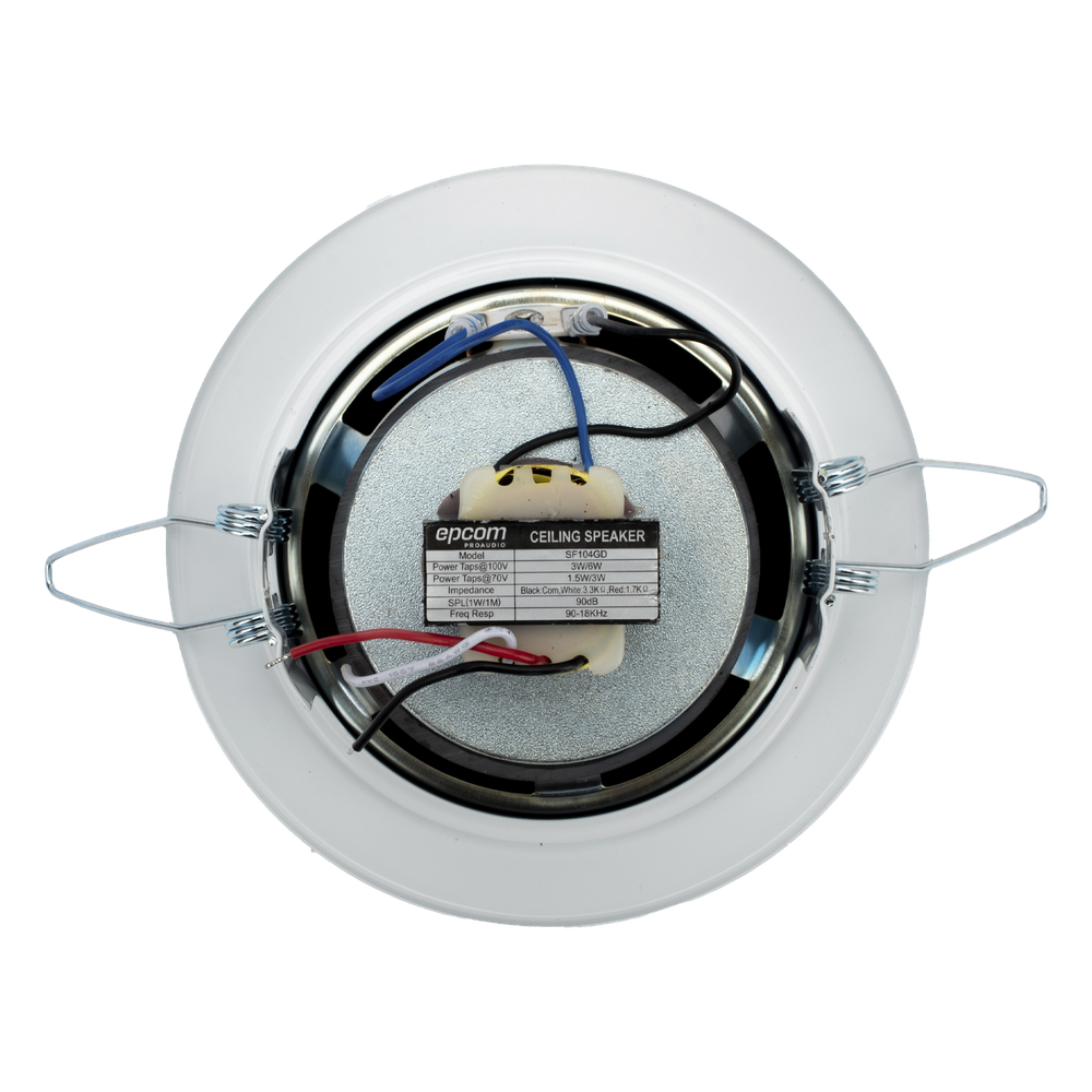Altavoz  4" | Montaje en Techo | 3 - 6W | 70/100V | Frente Metálico | Resistente a Humedad