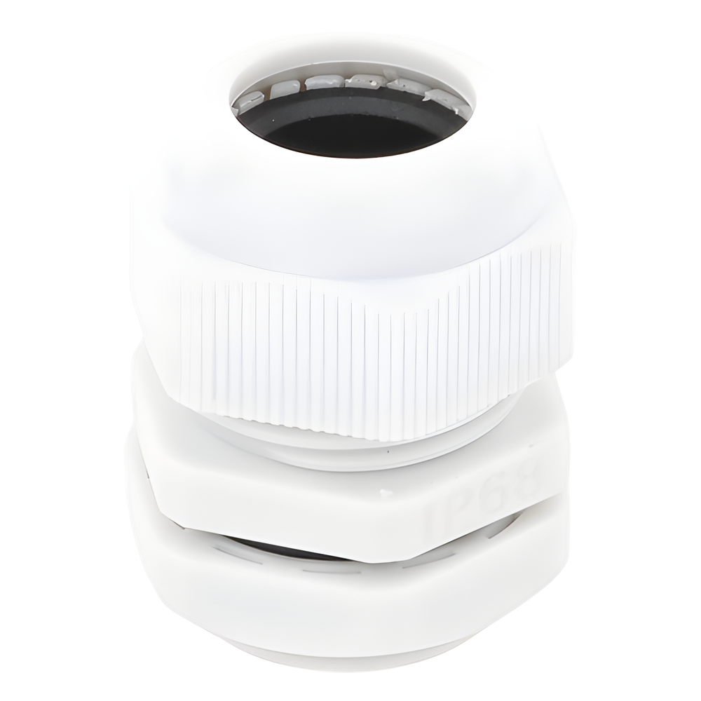 Conector Plástico Blanco Tipo Glándula para Rosca NPT 3/4"