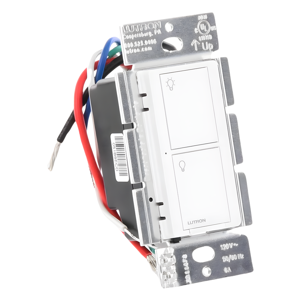 Interruptor on/off inalámbrico de pared para iluminación y ventiladores, 120 V, requiere neutro, control con Pico o desde la app con Smart Bridge, Caseta Wireless