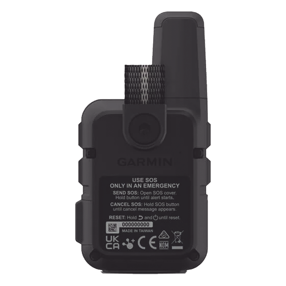 GPS portátil inReach® Mini 2 / Pantalla Monocroma Transflectiva 23 x 23 mm / Resolución 176 x 176 píxeles / Batería Recargable de Iones de Litio / Autonomía Hasta 14 Días / Resistencia al Agua IPX7 / Conectivi