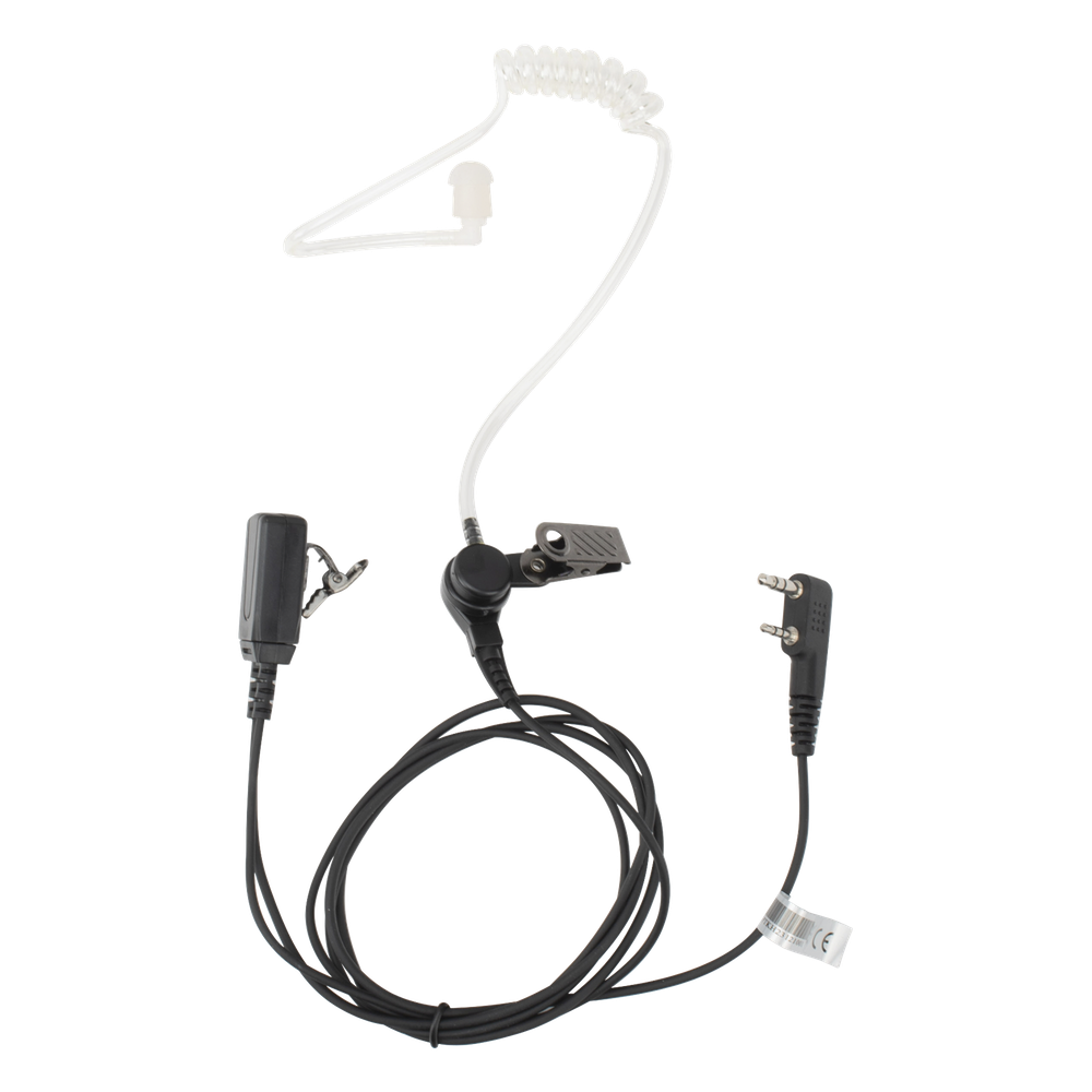 Micrófono - audífono de tubo acústico transparente de grado médico con conector de dos pines para KENWOOD Y TXPRO
