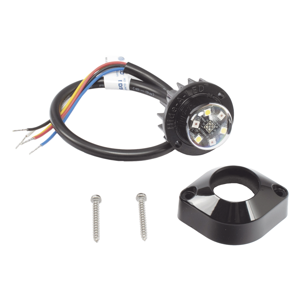 Estrobo Oculto de 6 LED, Rojo/Azul, Lente Transparente, Bisel Negro