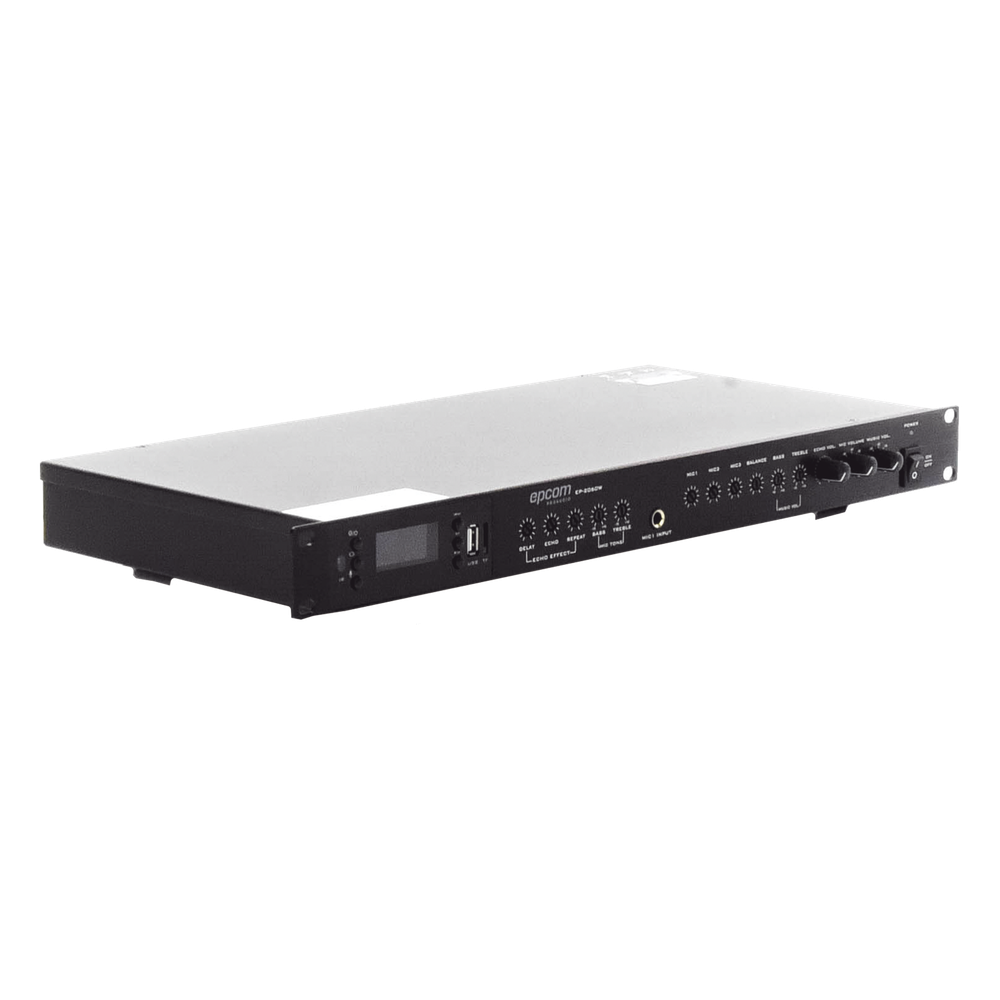 Amplificador de Audio | 2 x 60W | Baja Impedancia 4 - 8&Omega; | Reproductor Bluetooth, USB, SD | Efectos Integrados Delay, Echo, Repeat