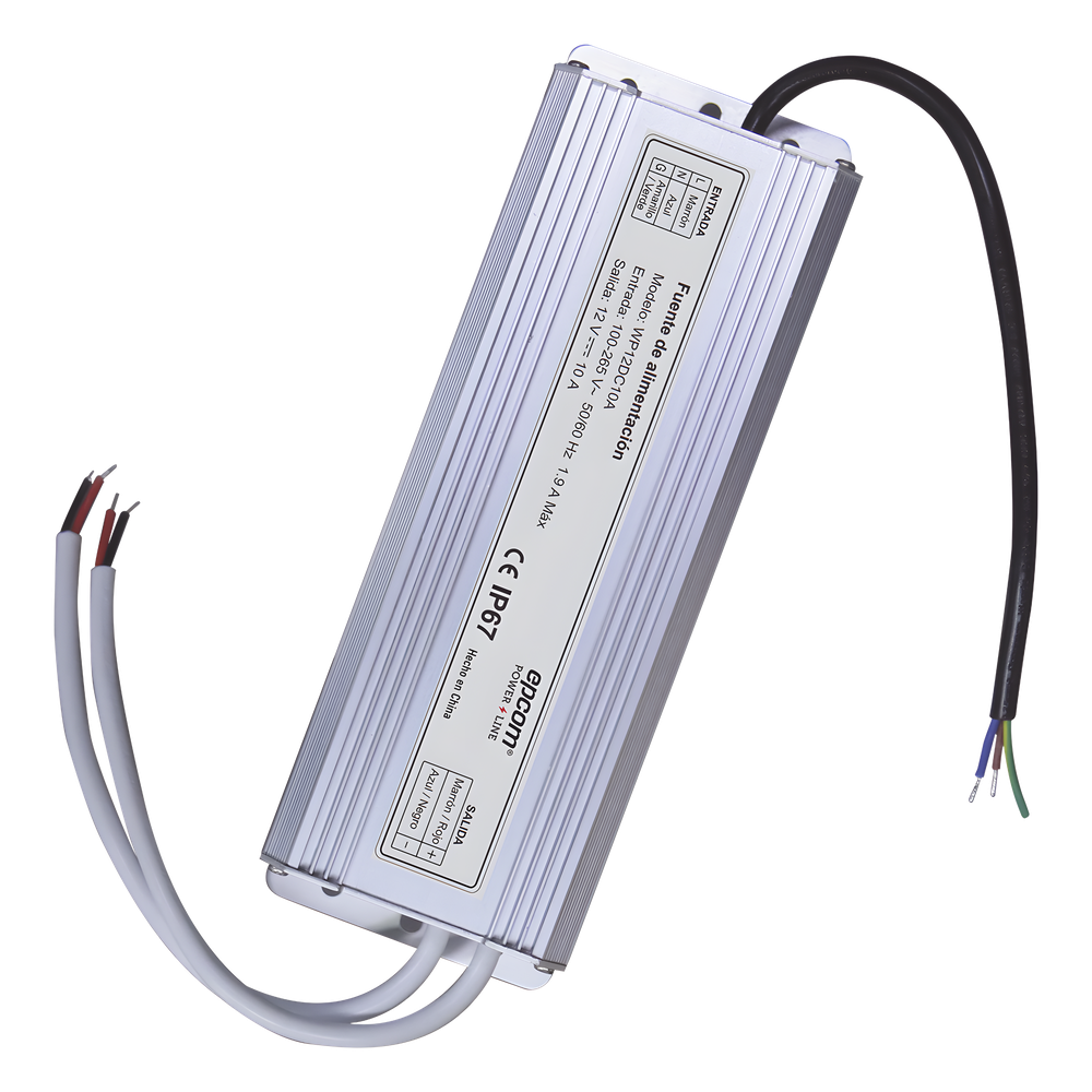 Fuente 12 V | 2 SALIDAS A 5 AMPER | 10 Amperes Totales | Waterproof | Intemperie grado IP67